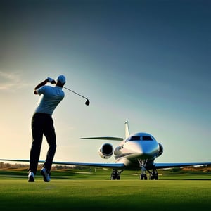 golf driver club with a business jet-2